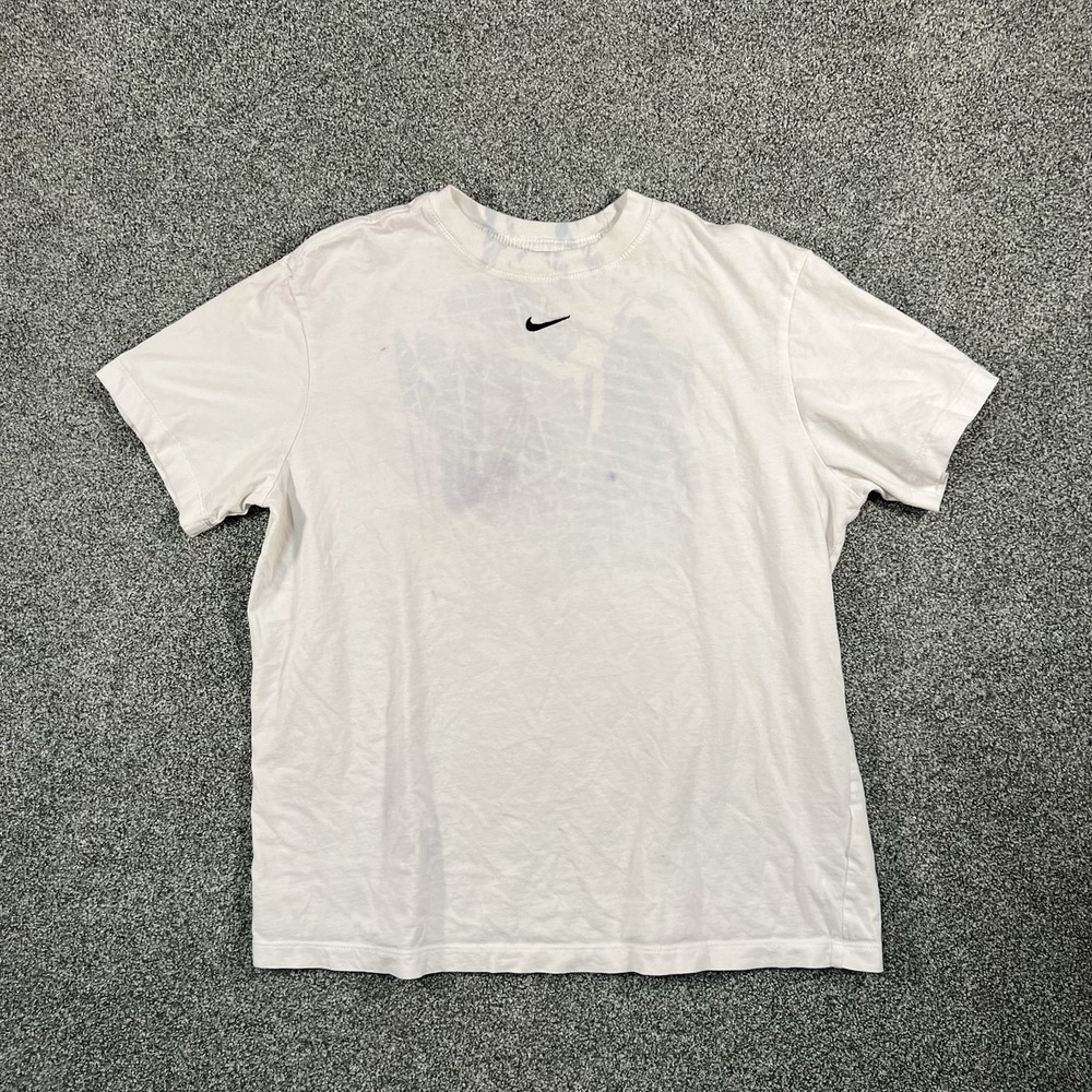 Nike Mens Large White Center Swoosh Logo T Shirt Short Sleeve Athletic Tee